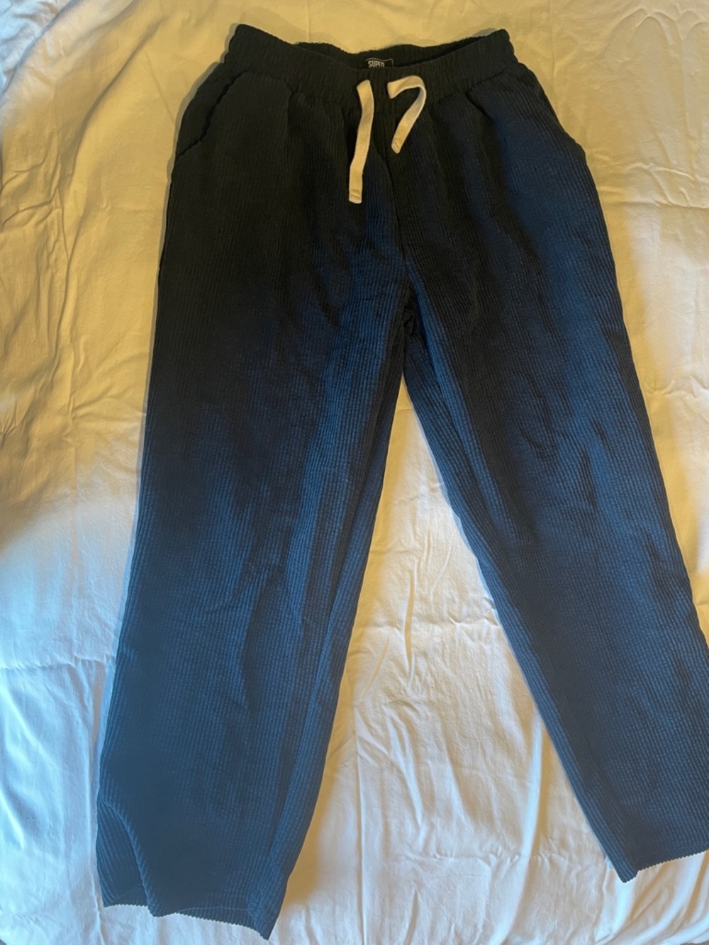 Men's Navy Waffle Knit Drawstring Joggers